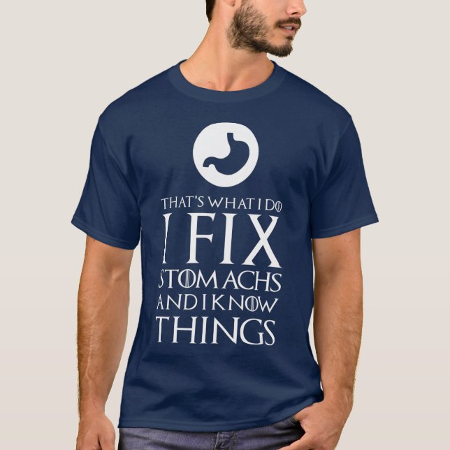 Jag korrigerar Stomachs Funny Gastroenterolog T Gi T Shirt (Framsida)
