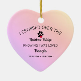 Jag korsade över regnbågsbrons minneshjärta julgransprydnad keramik