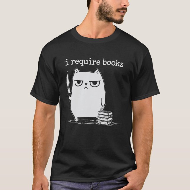 Jag Kräver Böcker Rolig Katt Långärmad T Shirt (Framsida)