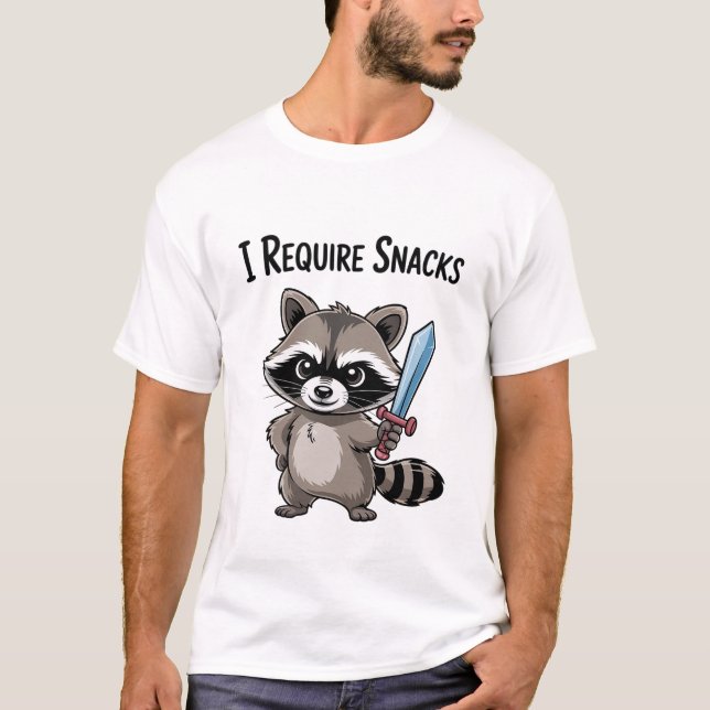 Jag kräver Snack Raccoon T Shirt (Framsida)