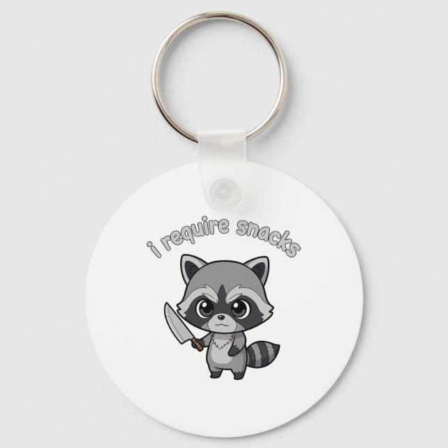 Jag kräver Snacks Raccoon Funny Halloween Retro An Nyckelring (Framsida)