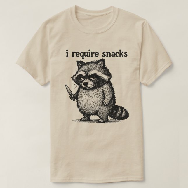 Jag kräver Snacks Raccoon | Plus-Storlek, roligt d T Shirt (Design framsida)