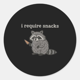 Jag kräver Snacks Raccoon Shirt Manar Women Funny Runt Klistermärke