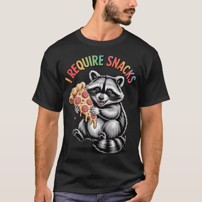 Jag kräver Snacks Raccoon T Shirt (Framsida)