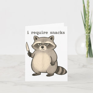 Jag Kräver Snacks Rolig Mpy Tvättbjörn Skräp Meme Kort