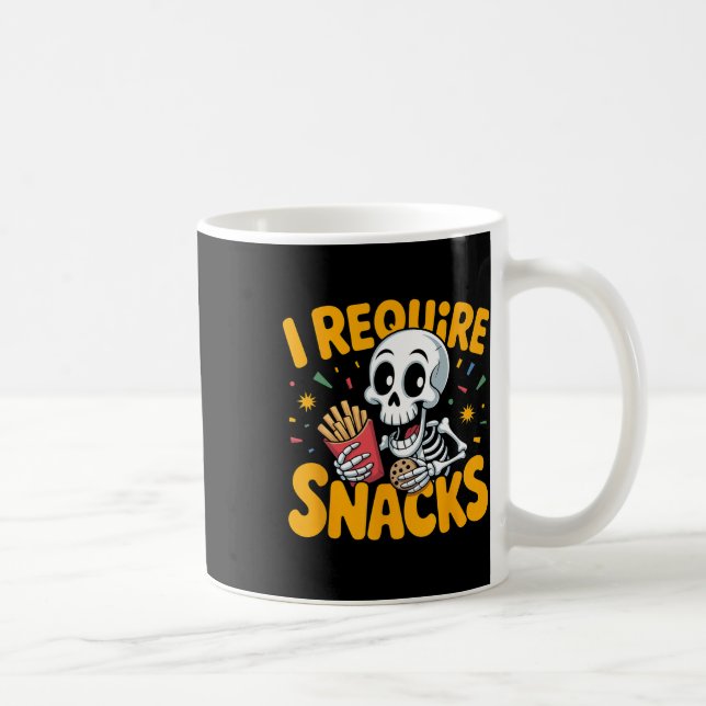 Jag kräver Snacks Roligt Halloween Skeleton Meme F Kaffemugg (Höger)
