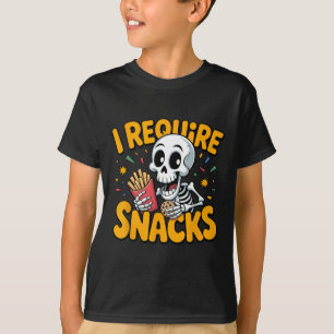 Jag kräver Snacks Roligt Halloween Skeleton Meme F T Shirt