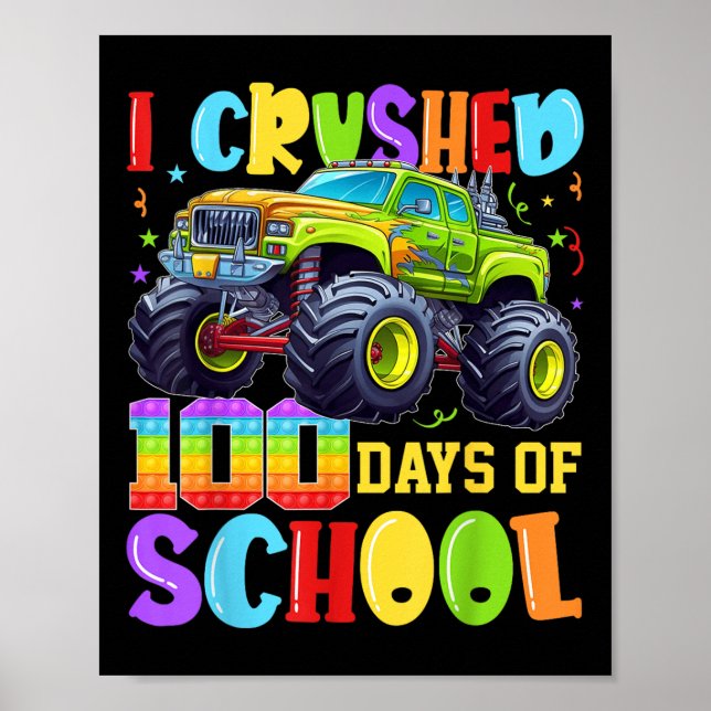Jag krossade 100 dagar av School Kid Boy Monster L Poster (Framsidan)