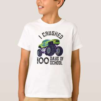Jag krossade 100 dagar av skolan grön monstertruck t shirt