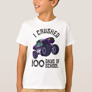 Jag krossade 100 dagar av skolan lila monstertruck t shirt