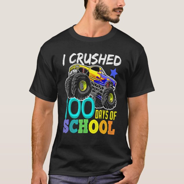 Jag krossade 100 dagar av skolbojor Monster Lastbi T Shirt (Framsida)