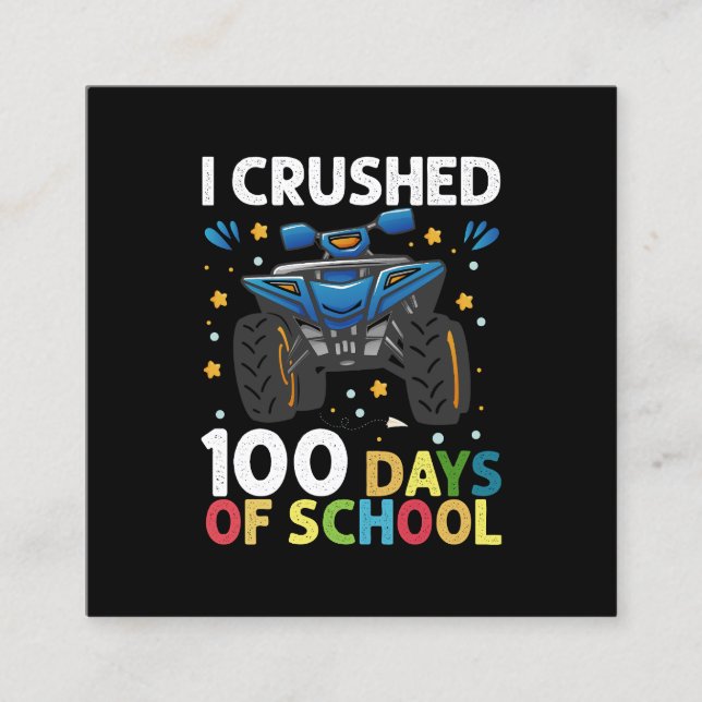 Jag krossade 100 dagar av skolmonster Lastbil Boys Fyrkantigt Visitkort (Framsida)