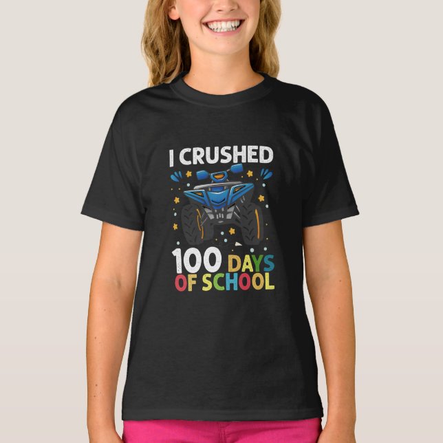 Jag krossade 100 dagar av skolmonster Lastbil Boys T Shirt (Framsida)