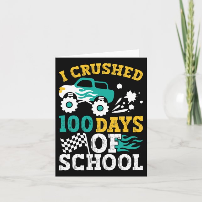 Jag krossade 100 dagar av skolmonster Lastbil Kids Kort (Framsida)