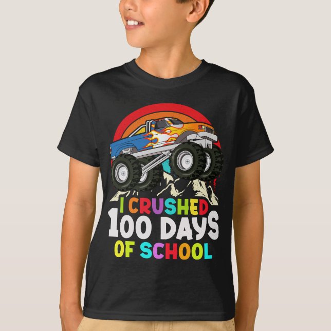 Jag krossade 100 dagar av skolmonster Lastbil Kids T Shirt (Framsida)