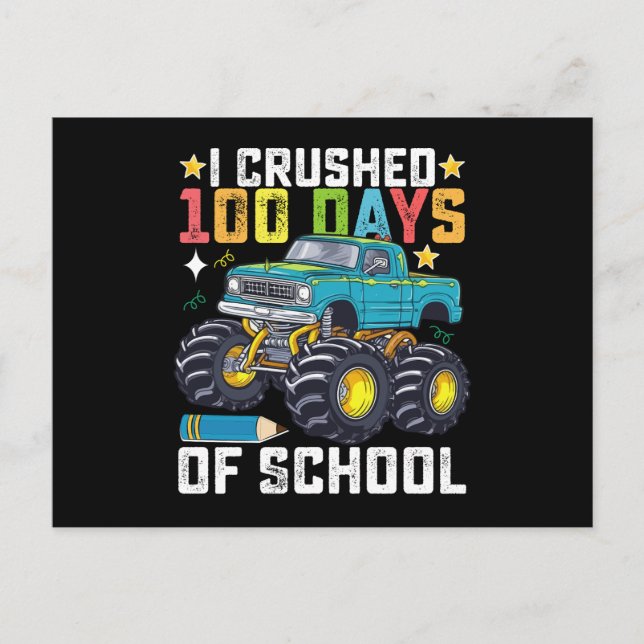 Jag krossade 100 dagar av skolmonster Lastbil Vykort (Framsida)