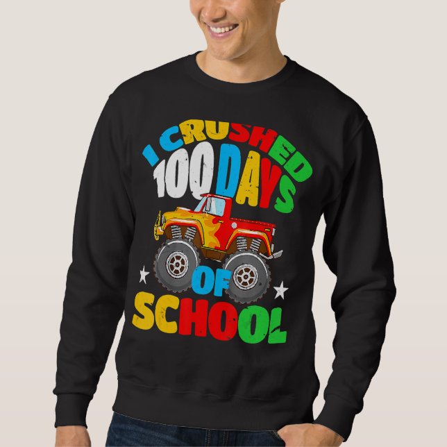 Jag krossade 100 dagar med skolpojkar 100 dagar. lång ärmad tröja (Framsida)
