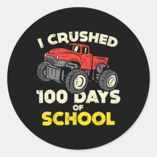 Jag krossade 100 dagar skolmonster Lastbil 100 dag Runt Klistermärke