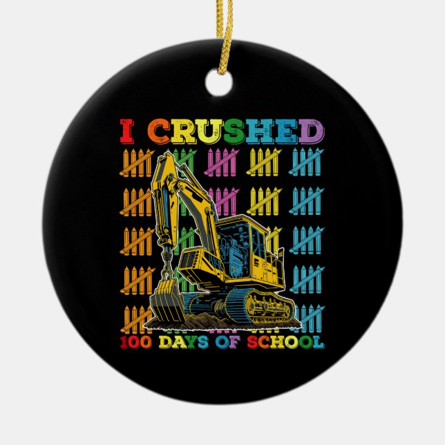 Jag krossade 100 dagars grävmaskin i skolan julgransprydnad keramik (Framsidan)