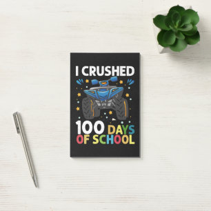 Jag krossade 100 dagars skolmonstertruckpojkar post-it block