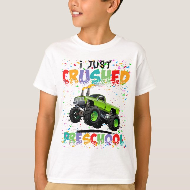 Jag krossade just Preschool Monster Lastbil Studen T Shirt (Framsida)