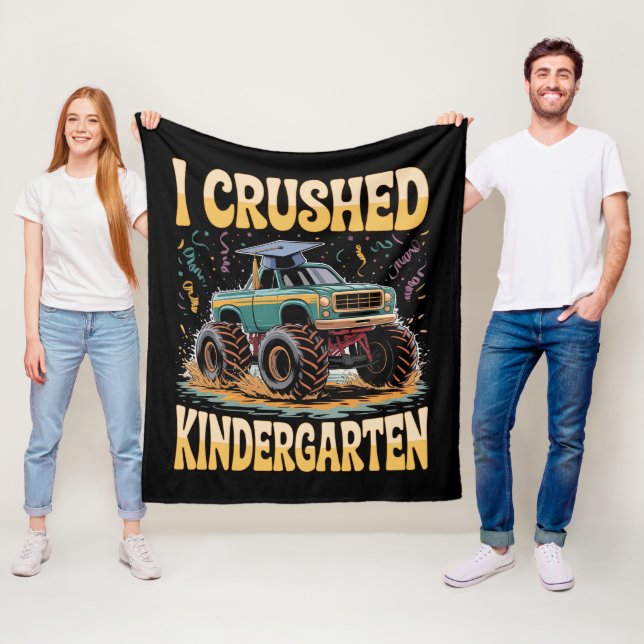 Jag krossade Kindergarten Monster Lastbil Studente Fleecefilt (På plats)
