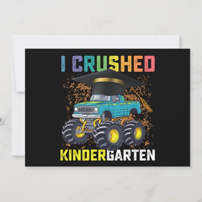 Jag krossade Kindergarten Monster Lastbil Studente Inbjudningar (Framsida)