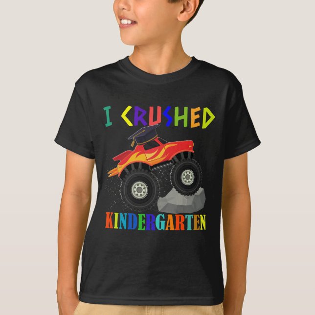 Jag krossade Kindergarten Monster Lastbil studente T Shirt (Framsida)