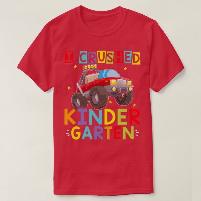 Jag krossade Kindergarten Monster Lastbil Studente T Shirt (Design framsida)
