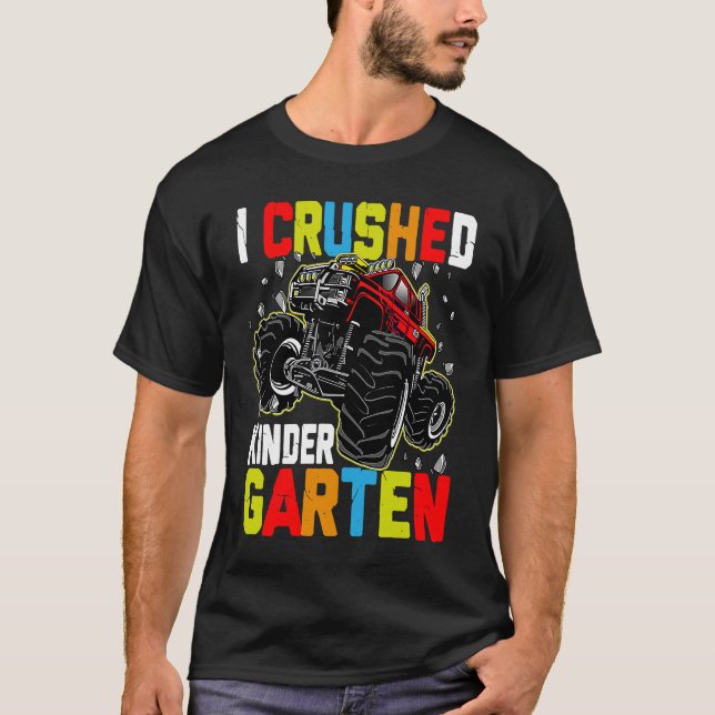 Jag krossade Kindergarten Monster Lastbil Studente T Shirt (Framsida)