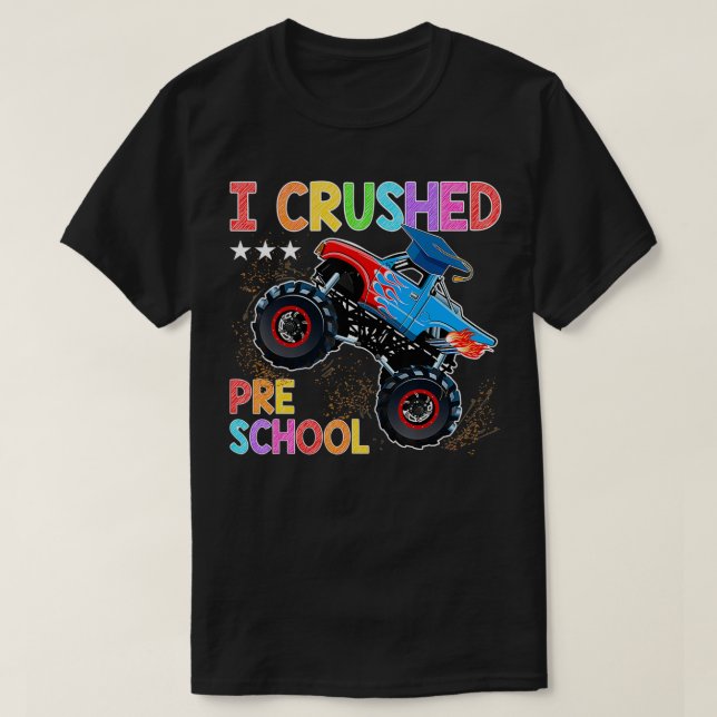 Jag krossade Preschool Monster Lastbil Studenten G T Shirt (Design framsida)