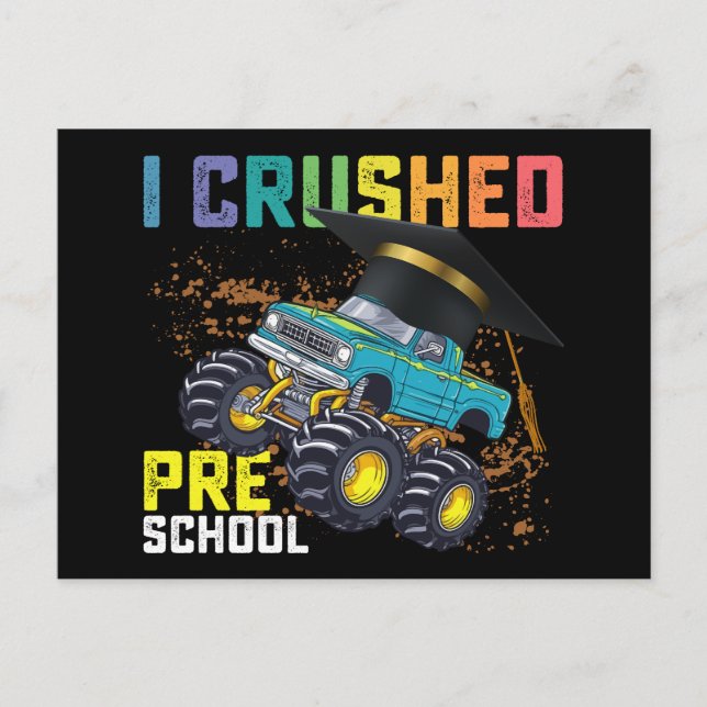 Jag krossade Preschool Monster Lastbil Studenten Vykort (Framsida)