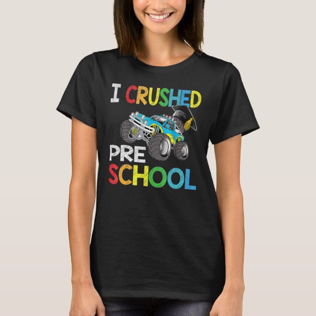 Jag krossade Preschool Monster Lastbil Studentmöss T Shirt (Framsida)