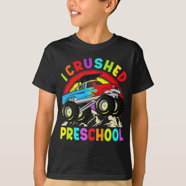 Jag krossade Preschool Monster Lastbil Studentmöss T Shirt (Framsida)