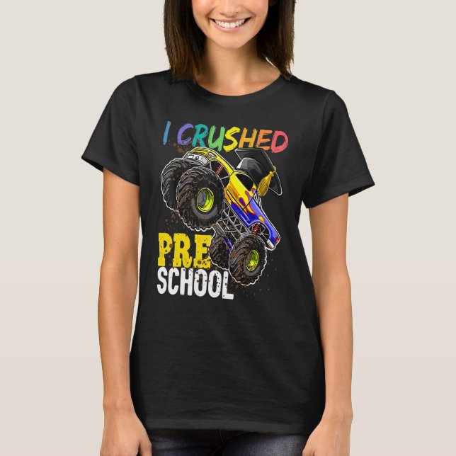 Jag krossade Preschool Monster Lastbil Studentmöss T Shirt (Framsida)