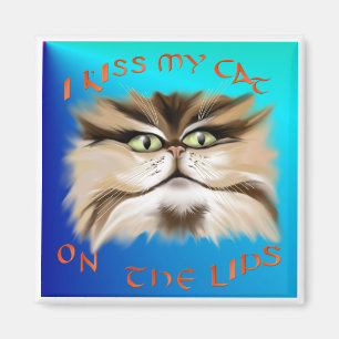 Jag kysser min katt på läpparmagneten magnet
