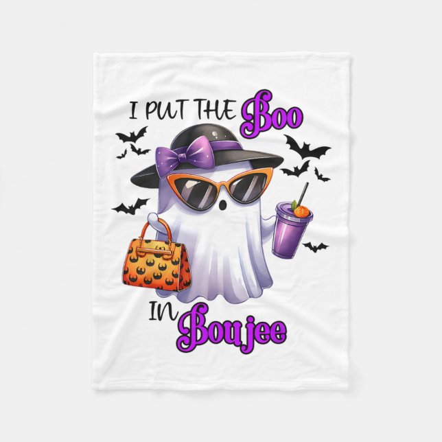 Jag la boon i Boujee Cute Ghost Halloween Spook Fleecefilt (Framsidan)