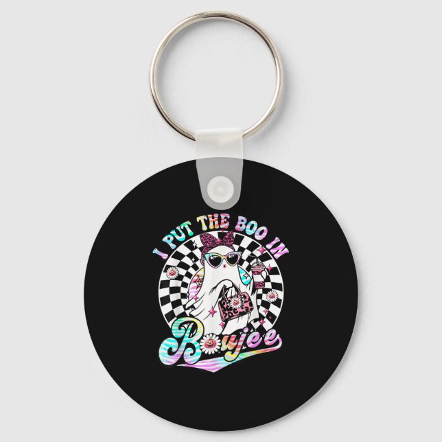 Jag la boon i Boujee Ghost Retro Zebra Leopard Nyckelring (Framsida)