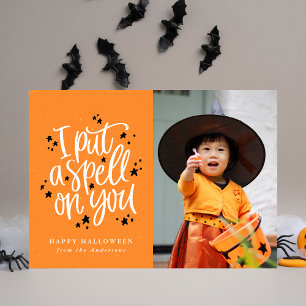 Jag la en stavning på Orangen Halloween-fotokort