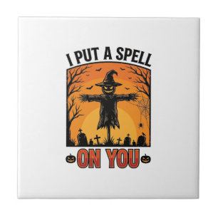 Jag lade en förbannelse på dig Halloween Scarecrow Kakelplatta