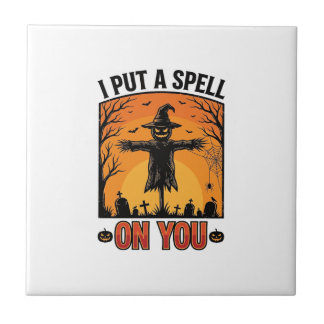 Jag lade en förbannelse på dig Halloween Scarecrow Kakelplatta