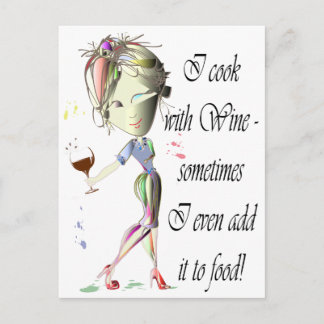 Jag lagar mat med vin, tillfogar ibland till den vykort