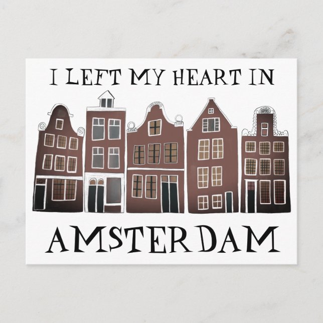Jag Lämnat mitt hjärta i Amsterdams Holland Canal  Vykort (Framsida)