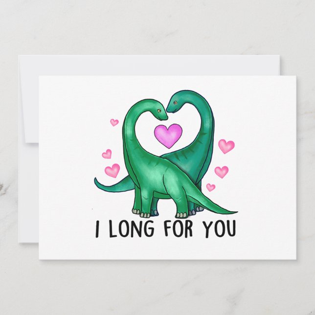 Jag längtar efter dig Rolig Dinosaur Valentine's D Julkort (Framsida)
