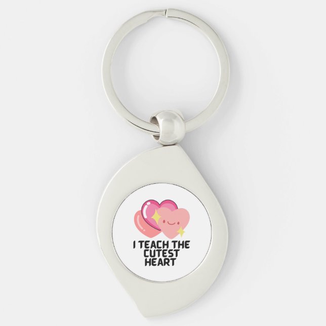 Jag lär ut de vänligaste hjärtan swirl silverfärgad nyckelring (Framsidan)