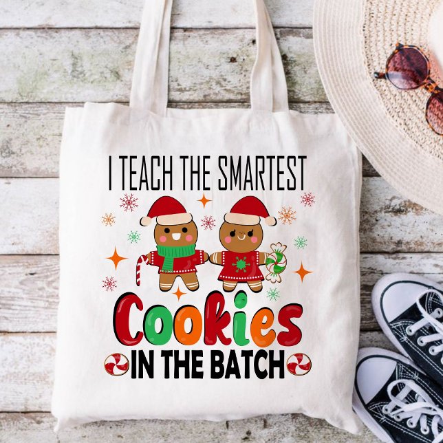 Jag lär ut smartaste kakor.Lärarjul Tygkasse (I TEACH THE SMARTEST COOKIES IN THE BATCH tote bag,Christian Christmas tote bag,Christmas tote bag)