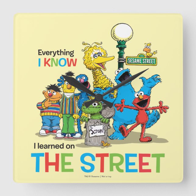 Jag lärde mig på STREET Fyrkantig Klocka (Framsida)