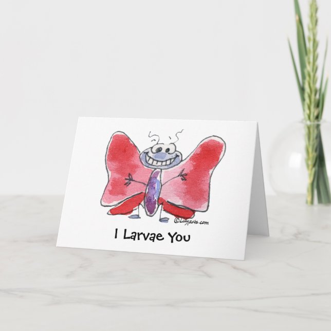 Jag Larvae You Butterfly-mappade Valentineser Card Tack Kort (Framsida)