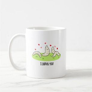 Jag Larvae You Funny Larvae Kärlek Pun Kaffemugg
