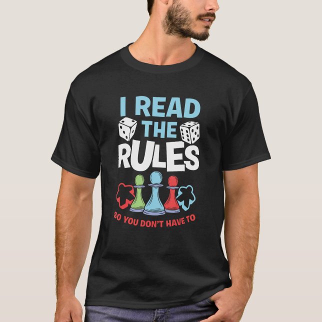 Jag Läs Reglerna Bräde Tärningar Schackbräde Bräds T Shirt (Framsida)